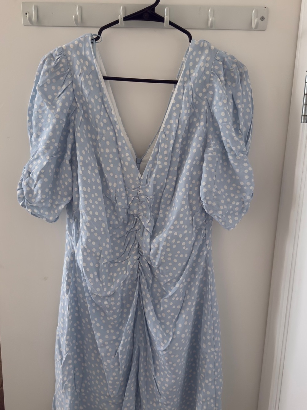Zara Light Blue Polka Dot V-Neck Mini Dress - Picture 5 of 5